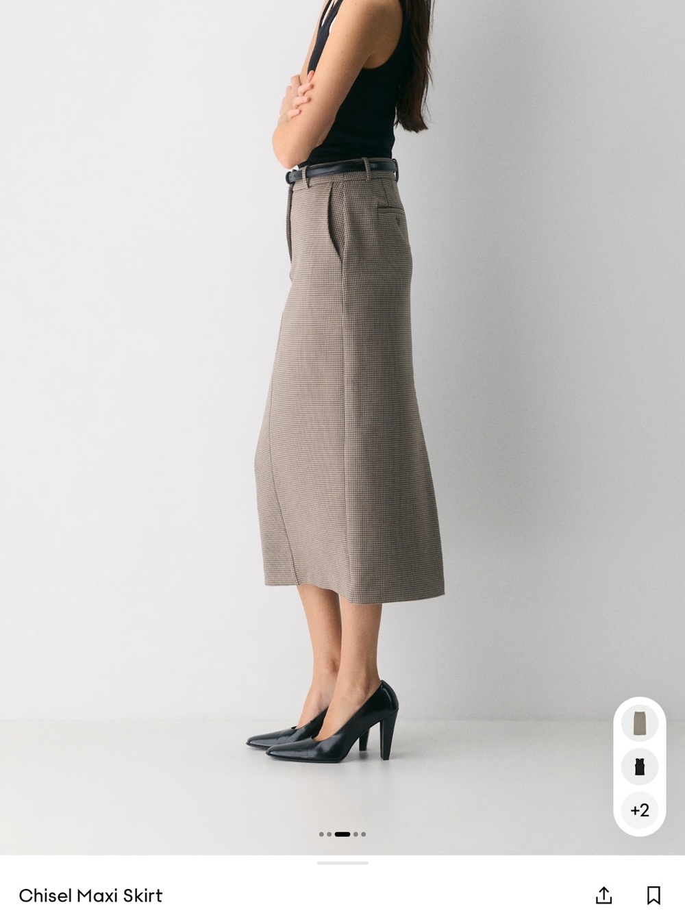 NWT Aritzia Chisel Maxi Skirt by Babaton, Grey Check, Maxi Pencil Skirt, Size 6 - Picture 9 of 16